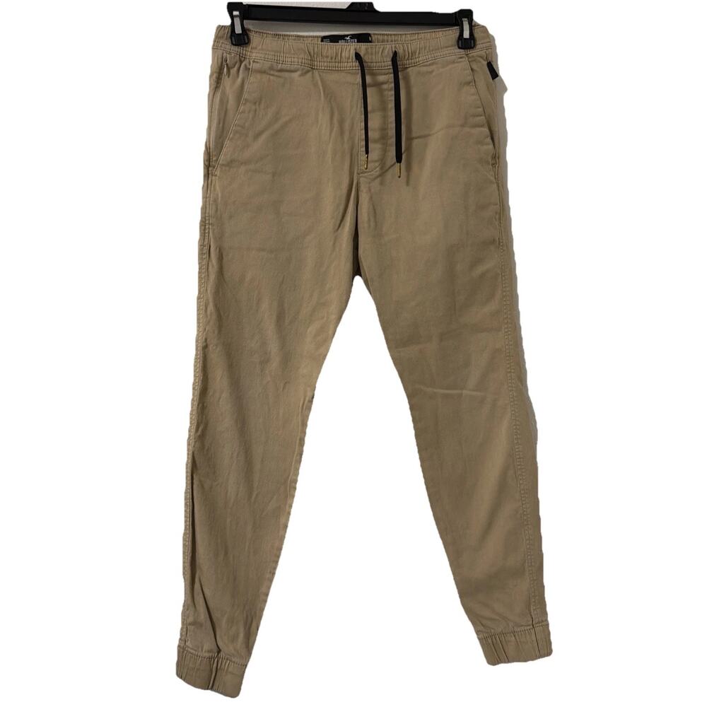 Hollister Skinny Jogger Pants Men’s Medium Beige Tan Brown Elastic Waist Casual